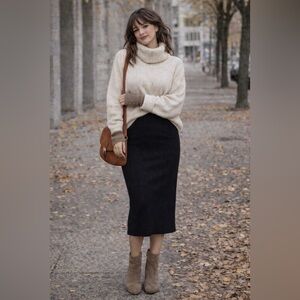 A new day ribbed thick winter material Classic Black Pencil Skirt size medium